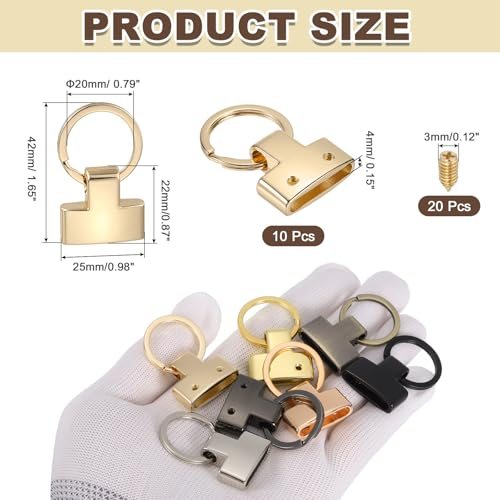 Key Hardware Set for Car Keychain Wristlet Lanyard Leathercraft view 2