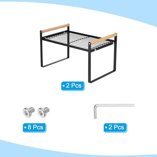 Kitchen Cabinet Organizer Shelves, 2 Pack Stackable Cabinet Shelves view 3