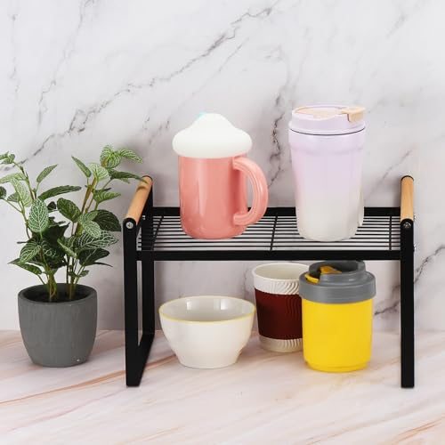 Kitchen Cabinet Organizer Shelves, 2 Pack Stackable Cabinet Shelves view 5