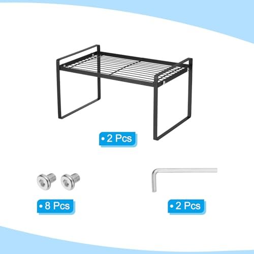 Kitchen Cabinet Organizer Shelves, Black view 3