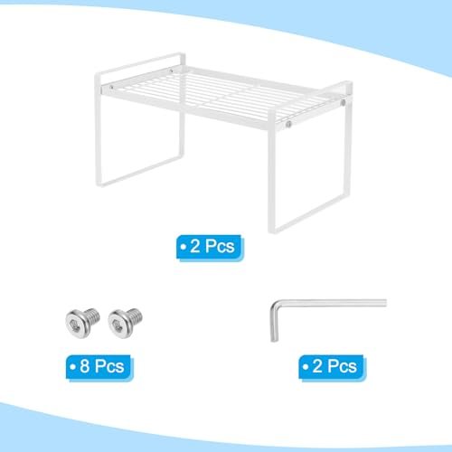 Kitchen Cabinet Organizer Shelves L13in W8.3in H7in White view 3