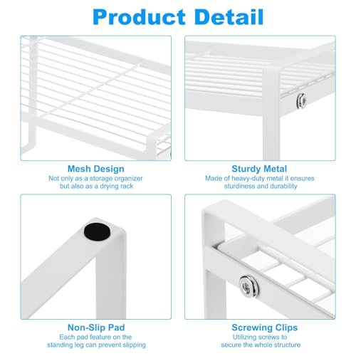 Kitchen Cabinet Organizer Shelves L13in W8.3in H7in White view 4