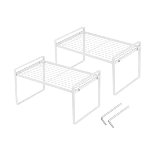 Kitchen Cabinet Organizer Shelves L13in W8.3in H7in White — PATIKIL