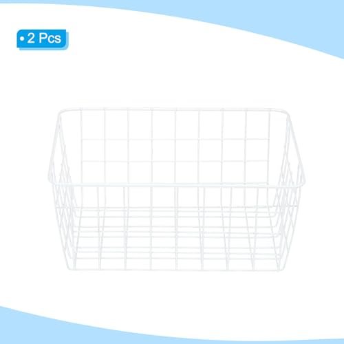 Kitchen Wire Basket 2Pack 11"L 9"W Pantry Organization Metal White view 3