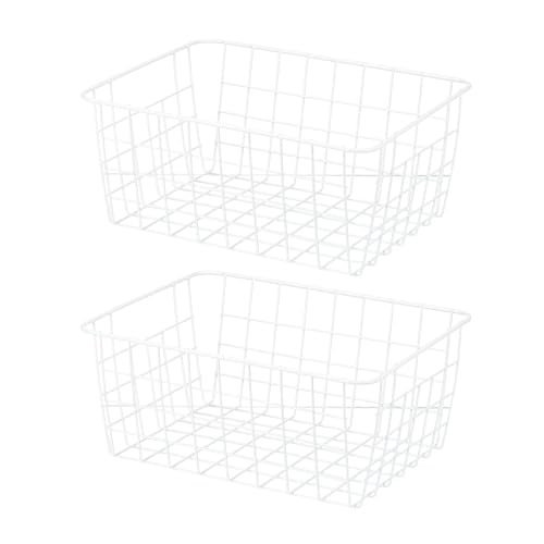 Kitchen Wire Basket 2Pack 11"L 9"W Pantry Organization Metal White — PATIKIL