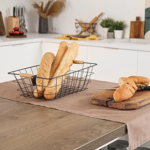 Kitchen Wire Basket 2Pack 11"L 9"W Pantry Organization Metal White view 5
