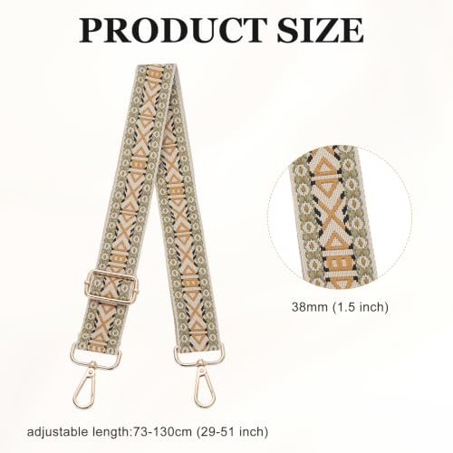 Knit Purse Strap, Wide Shoulder Strap Beige/Brown(Gold Buckle), Diamond view 3