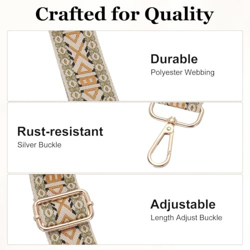 Knit Purse Strap, Wide Shoulder Strap Beige/Brown(Gold Buckle), Diamond view 4