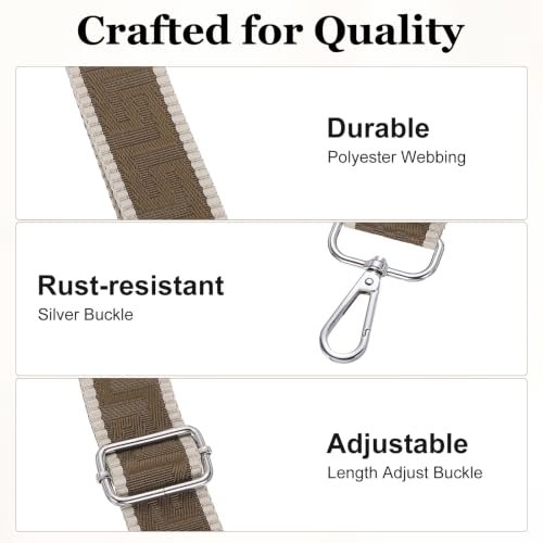 Knit Purse Strap, Wide Shoulder Strap Camel(Silver Buckle) view 3
