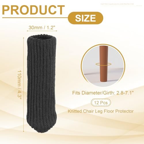 Knitted Chair Leg Floor Protector Black Furniture Chair Leg, Socks Small view 2