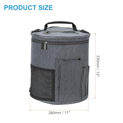 Knitting Bag for Yarn Large Size Organizer Strap Case Holder Gray view 2