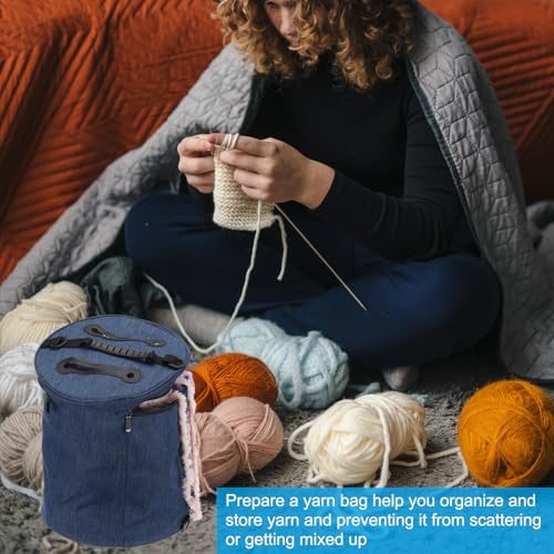 Knitting Bag for Yarn Large Size Organizer Strap Case Holder Gray view 5