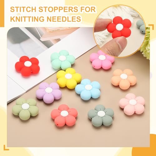 Knitting Needle Point Protectors, 6Pcs Needle Tip Stoppers Flower Covers view 3
