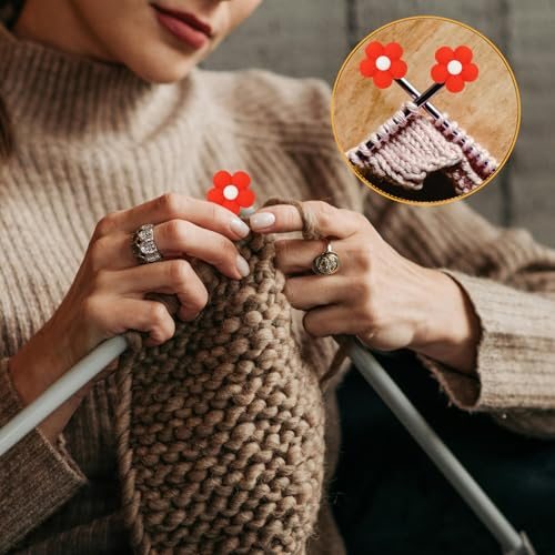 Knitting Needle Point Protectors, 6Pcs Needle Tip Stoppers Flower Covers view 5