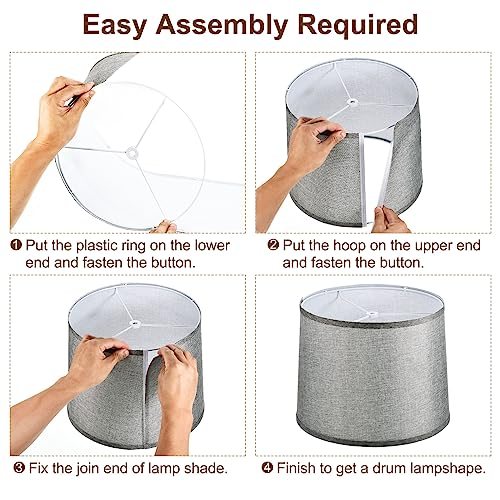 Lamp shades for Table Lamps 11.4" Top x 12.6" Bottom x 9.8" High Drum view 4