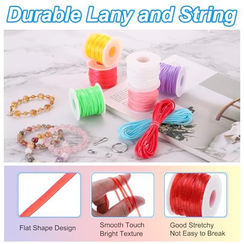 Lanyard String Kit, 2 Rolls Glitters Plastic Lacing Cord Gimp String view 3