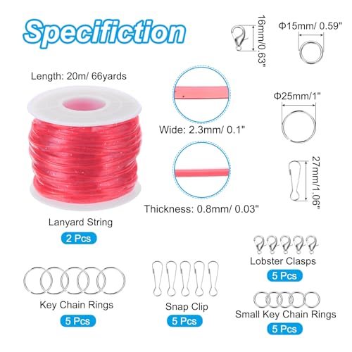 Lanyard String Kit, 2 Rolls Glitters Plastic Lacing Cord Gimp String view 2
