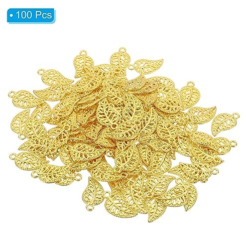 Leaf Pendants, 100 Pack Metal Tree Leaf Beads Bulk Leaves Charm Mesh view 3