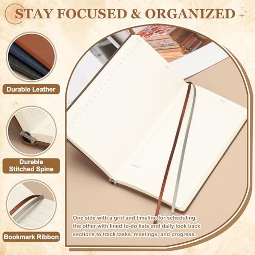 Leather to Do List Notepads, 160 Pages 6.5 x 3.2 Leather Daily Planners view 3