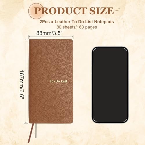 Leather to Do List Notepads, 160 Pages 6.5 x 3.2 Leather Daily Planners view 2