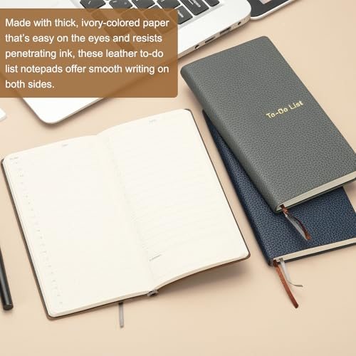 Leather to Do List Notepads, 160 Pages 6.5 x 3.2 Leather Daily Planners view 4
