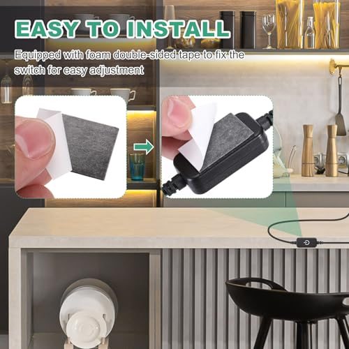 LED Strip Dimmer Switch, 1set DC 5-24V USB Light Cable Touch, Black view 5