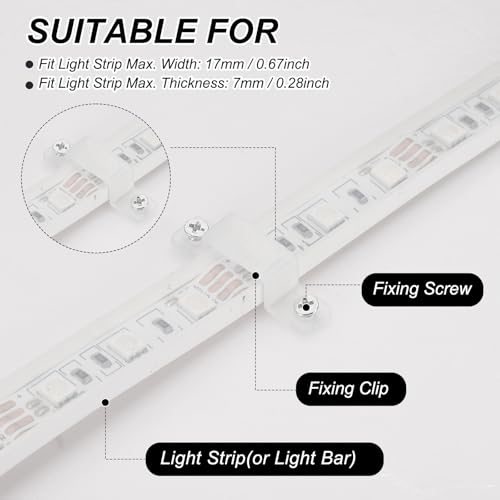 LED Strip Light Clips, 50 Pack Mounting Bracket Hard Fixing Clips Clamp view 3