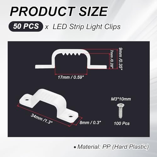 LED Strip Light Clips, 50 Pack Mounting Bracket Hard Fixing Clips Clamp view 2