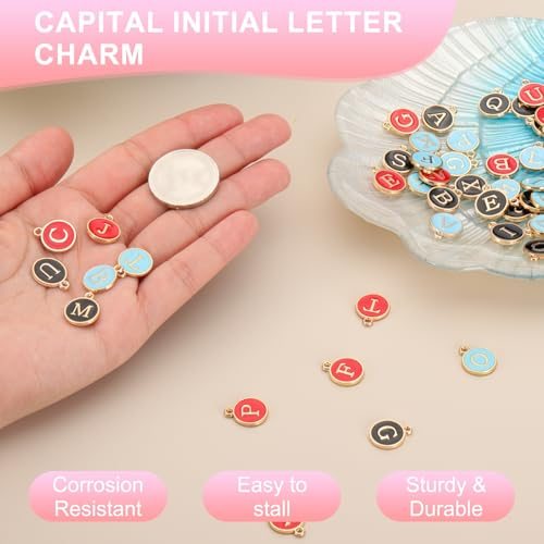 Letter Charm, 30 Pcs Capital Initial Alphabet t Letter Charm Double Sided view 4