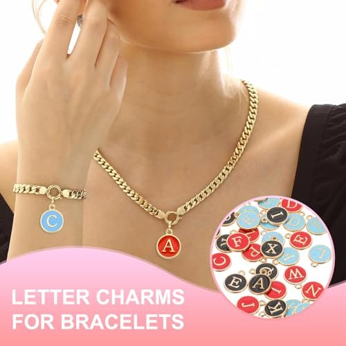 Letter Charm, 30 Pcs Capital Initial Alphabet t Letter Charm Double Sided view 5