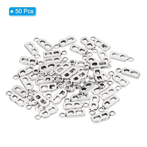 Letter Charm 50Pcs Alphabet Initial Charm Capital B Silvery, DIY Pendant view 3