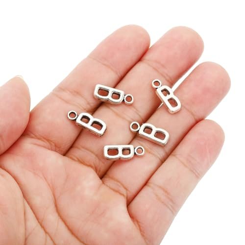 Letter Charm 50Pcs Alphabet Initial Charm Capital B Silvery, DIY Pendant view 4