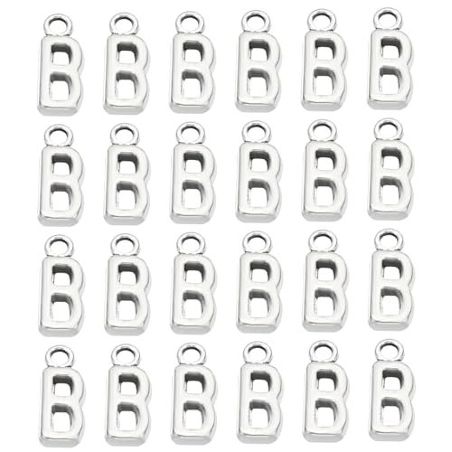 Letter Charm 50Pcs Alphabet Initial Charm Capital B Silvery, DIY Pendant — PATIKIL