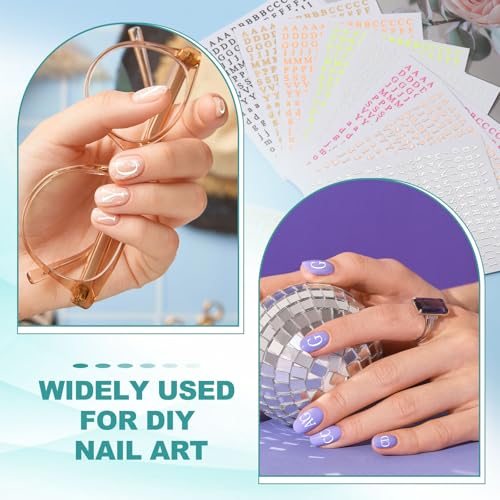 Letter Nail Stickers 8PCS 3D Self-Adhesive Gold view 4