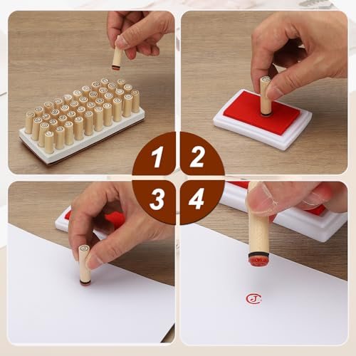 Letter Stamps Number Stamps, 40Pcs Vintage Wood Rubber Stamp Set Alphabet view 3