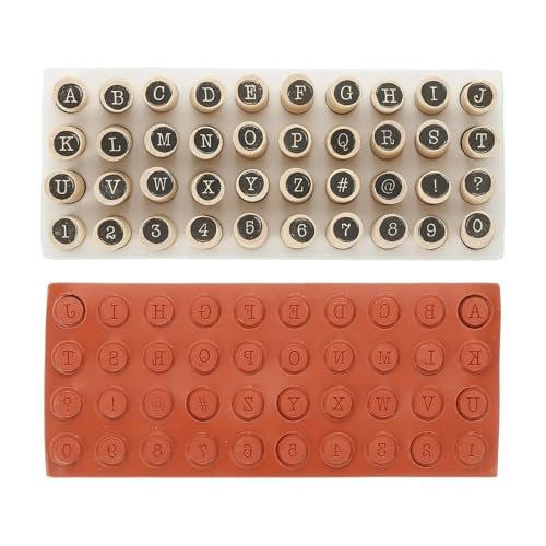 Letter Stamps Number Stamps, 40Pcs Vintage Wood Rubber Stamp Set Alphabet view 4
