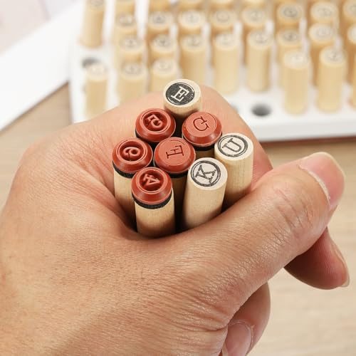 Letter Stamps Number Stamps, 40Pcs Vintage Wood Rubber Stamp Set Alphabet view 5