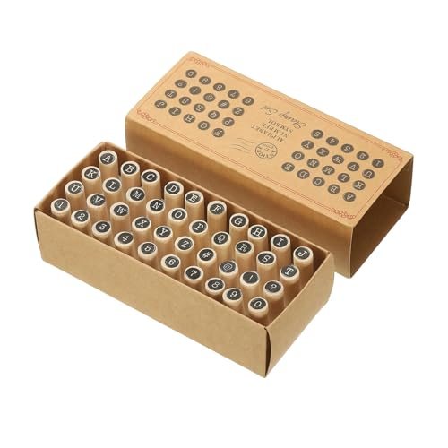 Letter Stamps Number Stamps, 40Pcs Vintage Wood Rubber Stamp Set Alphabet — PATIKIL