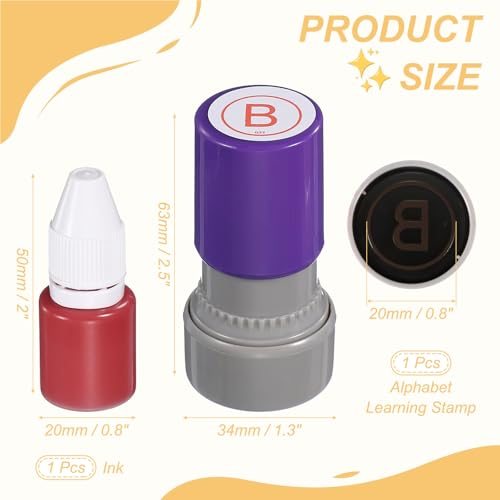 Letter Stamps Self Inking Letter W Initial Alphabet Red Ink Purple, Stamp view 2