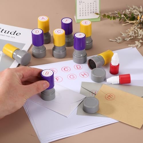 Letter Stamps Self Inking Letter W Initial Alphabet Red Ink Purple, Stamp view 4