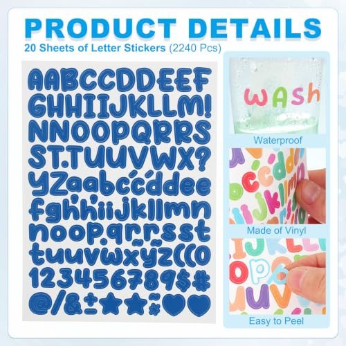 Letter Sticker 2240Pcs 1/2" Number Sticker, Dark Blue, Small Vinyl view 3