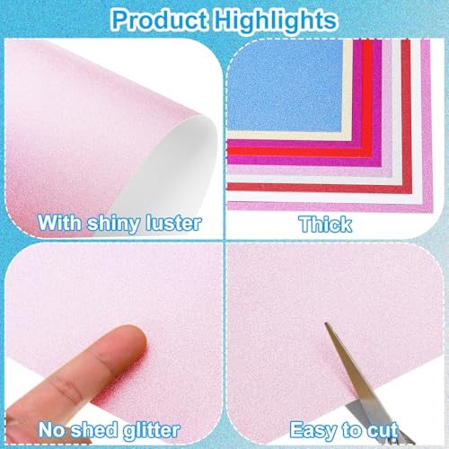 Light Pink Glitter Cardstock Paper, 12 x 12 in view 3