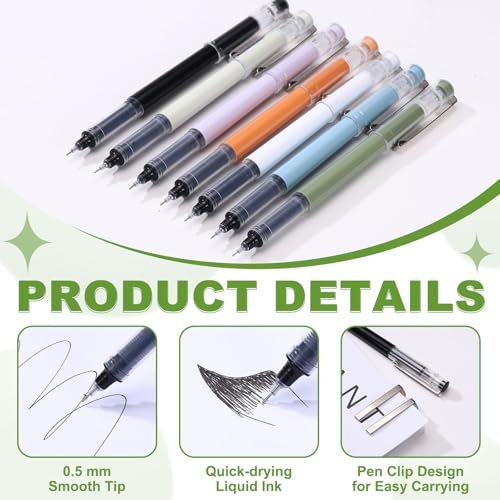 Liquid Ink Rollerball Pens, 0.5mm Avocado Green Body view 3
