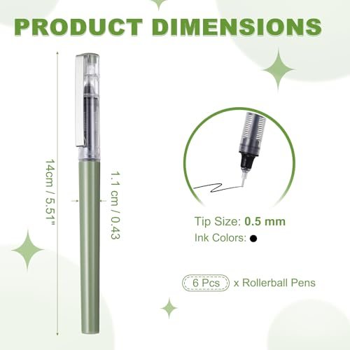 Liquid Ink Rollerball Pens, 0.5mm Avocado Green Body view 2