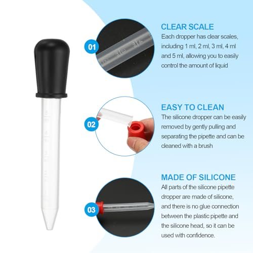 Liquid Pipettes Droppers, 5ml Silicone Liquid Dropper, Black view 3