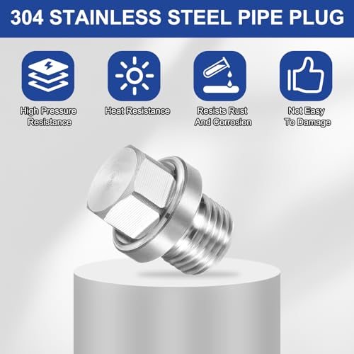 M10 x 1.5 Male Pipe Plug 4 Pcs Oil Drain Plug 304 Stainless Steel Metric view 4