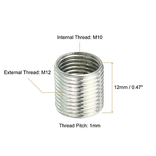 M12 to M10 Thread Adapters Sleeve Reducing Nut, 10 Pack 12mm Screw view 2