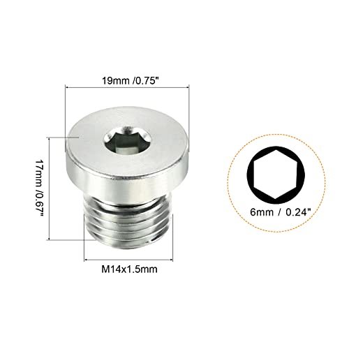 M14*1.5 Internal Hex Head Pipe Fitting Plug Male Thread 2 Pack view 2