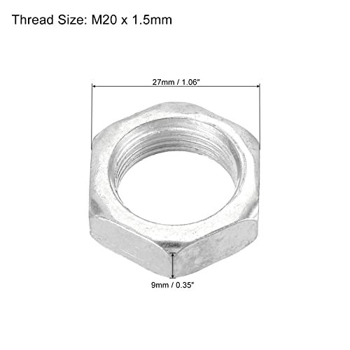 M20 x 1.5 Steel Hex Nuts, 20 Pack Metric Thread Zinc Plated Finished view 2