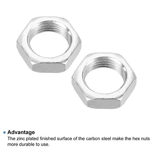 M20 x 1.5 Steel Hex Nuts, Metric Thread Zinc 20 Pack 8mm Height view 4